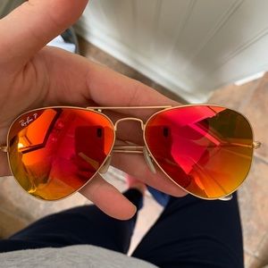 Orange polarized aviator ray bans